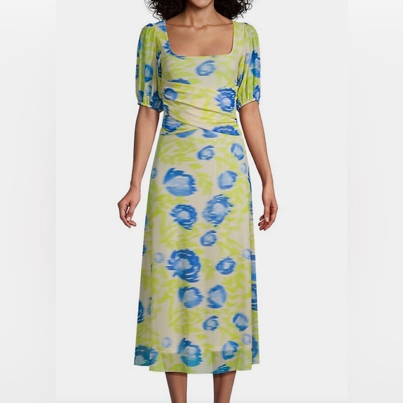 Ganni Dresses & Skirts - GANNI Printed Mesh Foldover Midi Dress